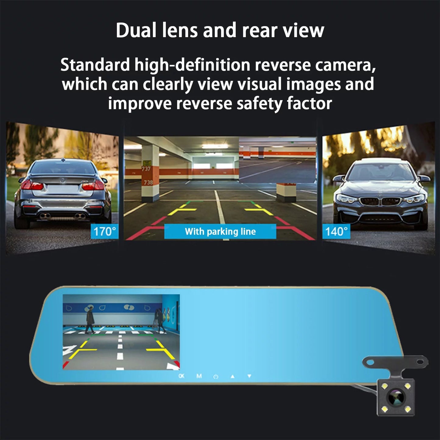 Front and Rearview Recording Dash Cam Mirror