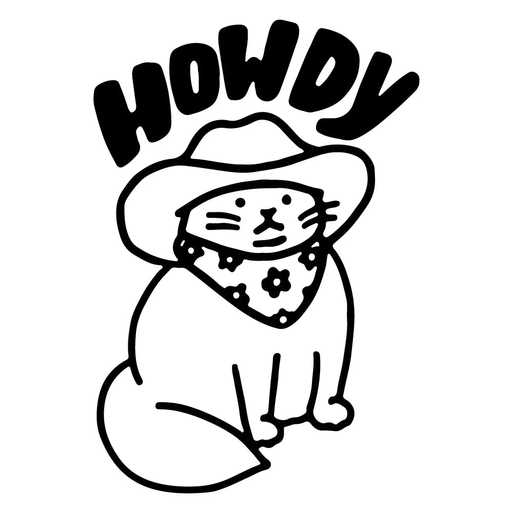 Howdy Cowboy Hat Cat Funny Car Sticker