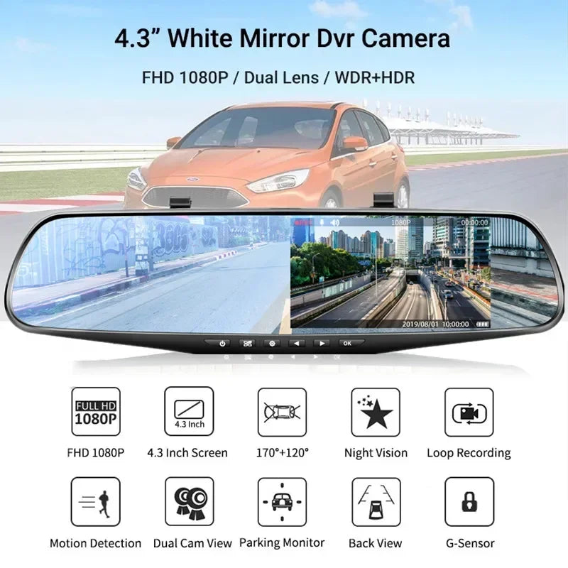 Front and Rearview Recording Dash Cam Mirror