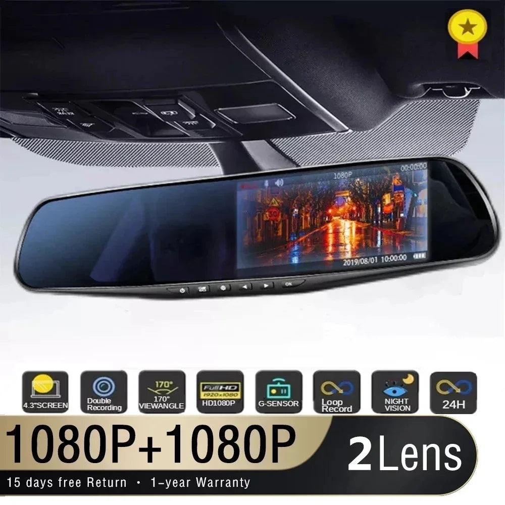 Front and Rearview Recording Dash Cam Mirror